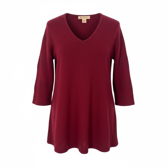 Wythe NY Sweaters - WYTHE NY 100% Cashmere Burgundy V Neck 3/4 Sleeve Sweater Women's Size M